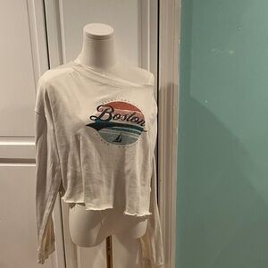 Source Unknown Cream Boston Graphic Sweater